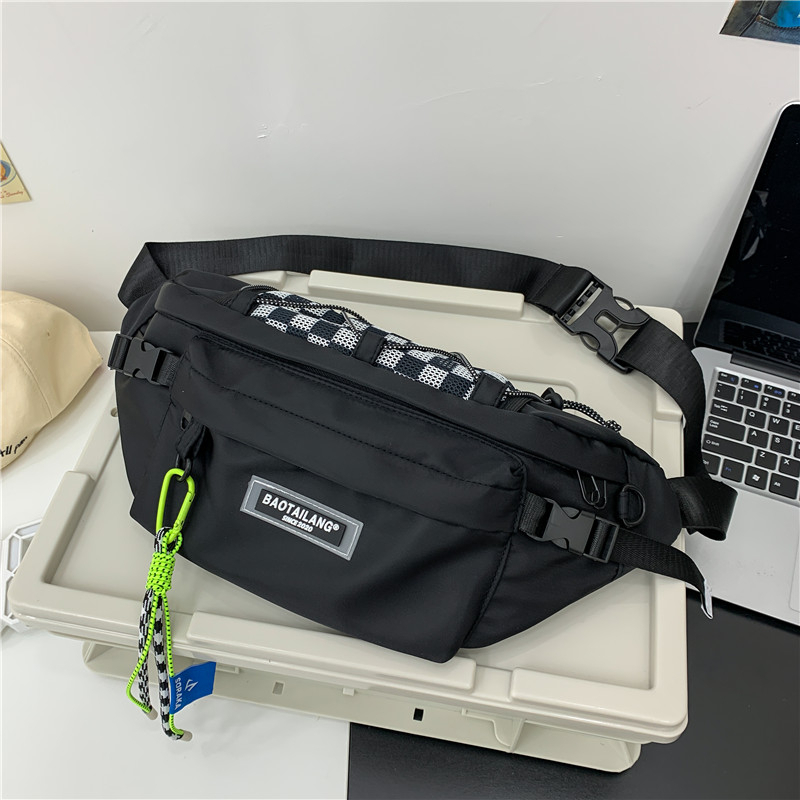 Popular casual crossbody bag, sports backpack, outdoor shoulder bag (black [with drawstring pendant])