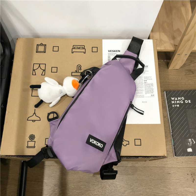 Popular casual crossbody bag, sports backpack, outdoor shoulder bag (purple [with new duck pendant])