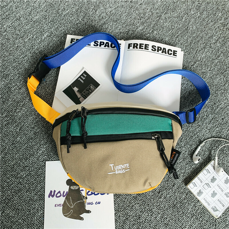 Popular casual crossbody bag, sports backpack, outdoor shoulder bag (khaki green color matching)