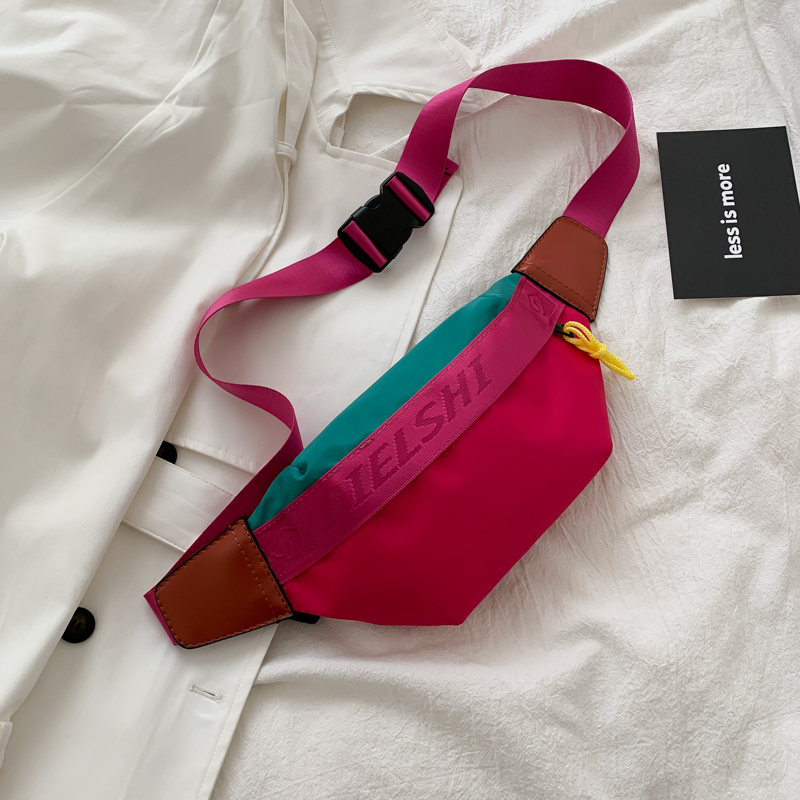 Popular casual crossbody bag, sports backpack, outdoor shoulder bag (rose red)