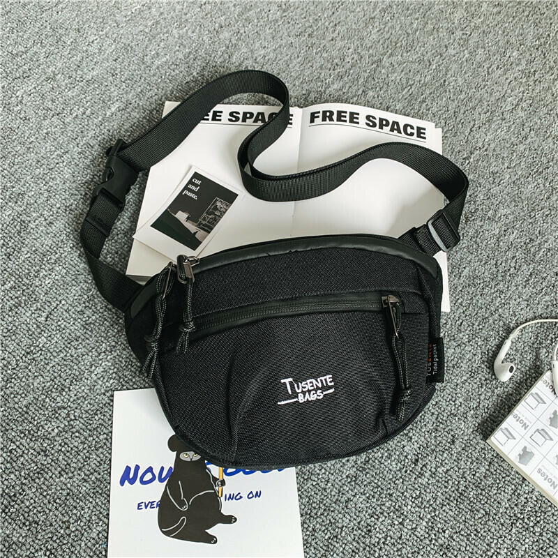 Popular casual crossbody bag, sports backpack, outdoor shoulder bag (black)