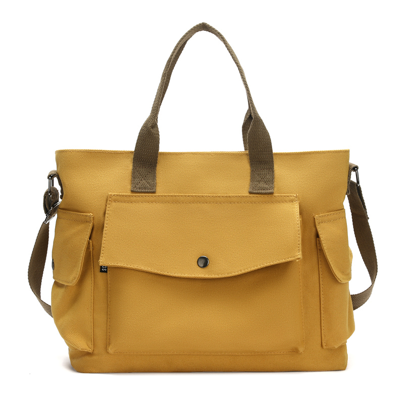 Popular large-capacity canvas crossbody bag, shoulder bag, handbag (yellow [size: top 40 bottom 34 thick 13 height 30cm])