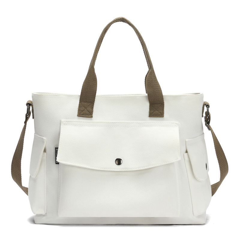 Popular large-capacity canvas crossbody bag, shoulder bag, handbag (white [size: top 40 bottom 34 thick 13 height 30cm])
