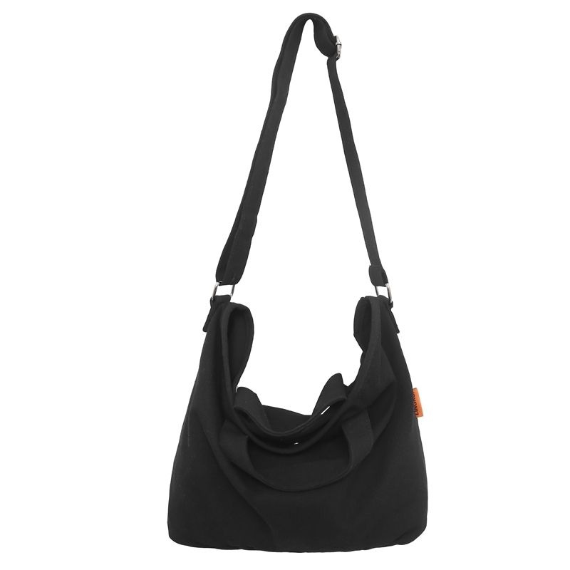 Popular large-capacity lazy style crossbody bag canvas shoulder handbag (black)