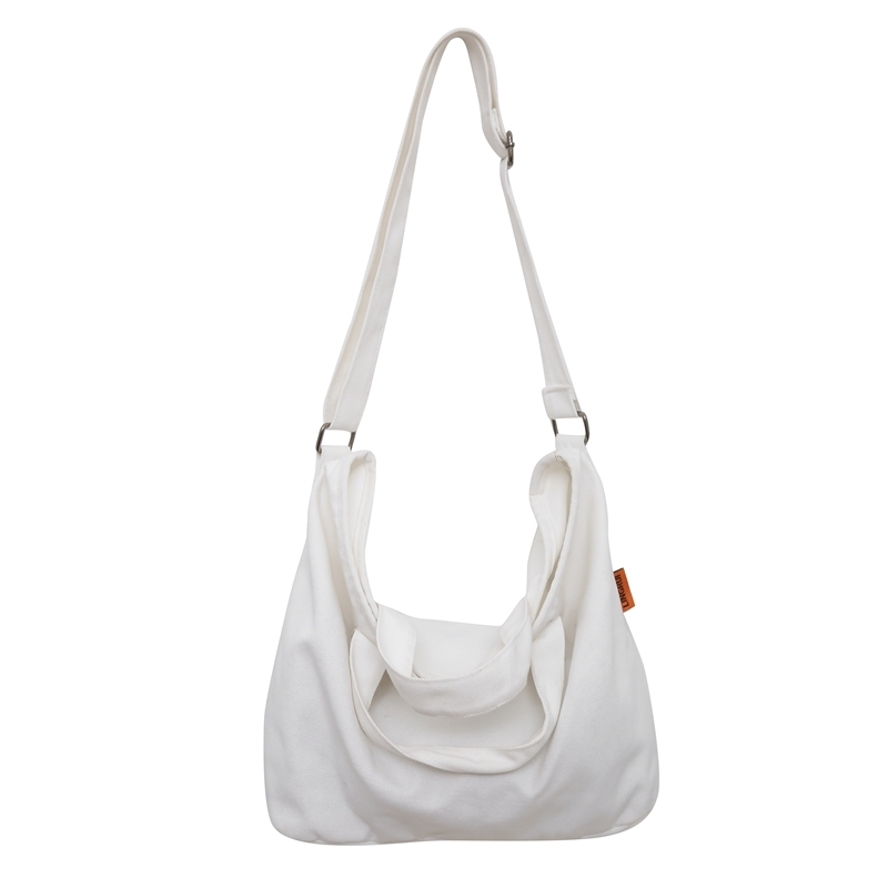 Popular large-capacity lazy style crossbody bag canvas shoulder handbag (white)