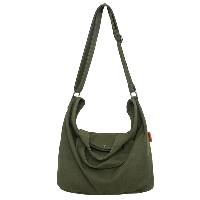 Popular large-capacity lazy style crossbody bag canvas shoulder handbag (green)