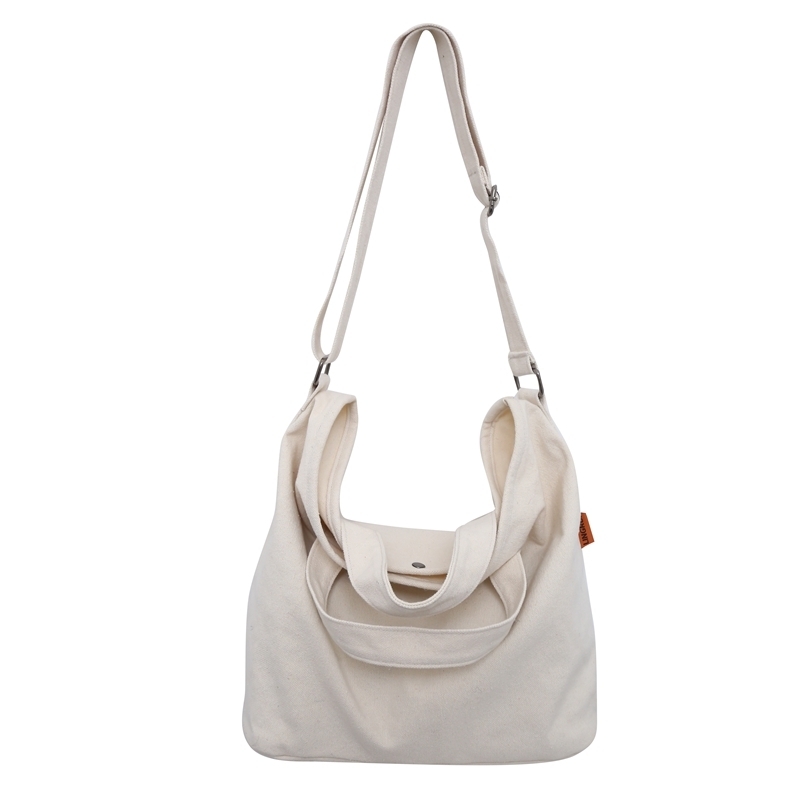 Popular large-capacity lazy style crossbody bag canvas shoulder handbag (beige)