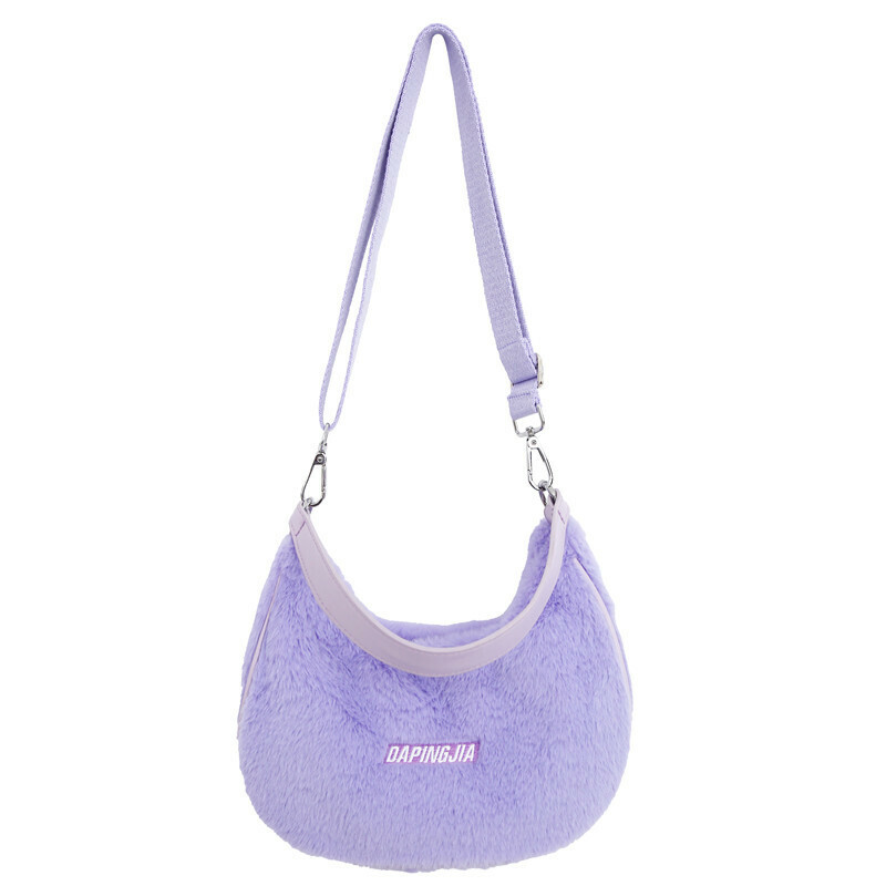 Popular Cute Armpit Bag Crossbody Bag Plush Shoulder Handbag (Purple)