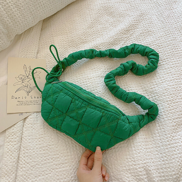 Hot Recommended Solid Color Pleated Shoulder Crossbody Bag [Green]