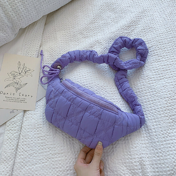 Hot Recommended Solid Color Pleated Shoulder Crossbody Bag [Purple]