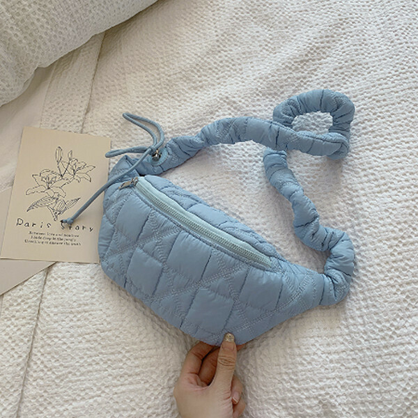 Hot Recommended Solid Color Pleated Shoulder Crossbody Bag [Light Blue]