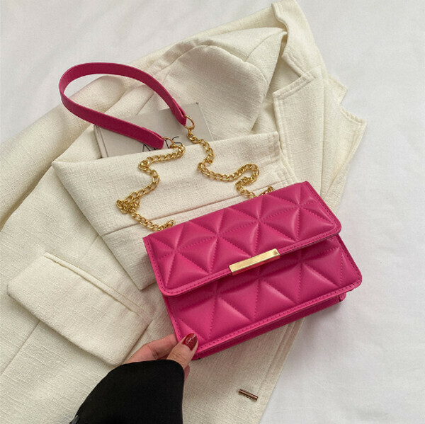 New versatile retro crossbody bag small square bag [rose pink]