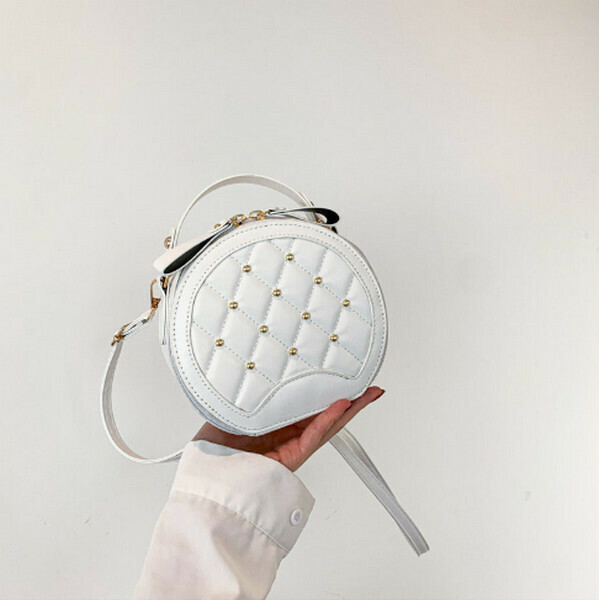 New versatile crossbody bag small round bag handbag [white]