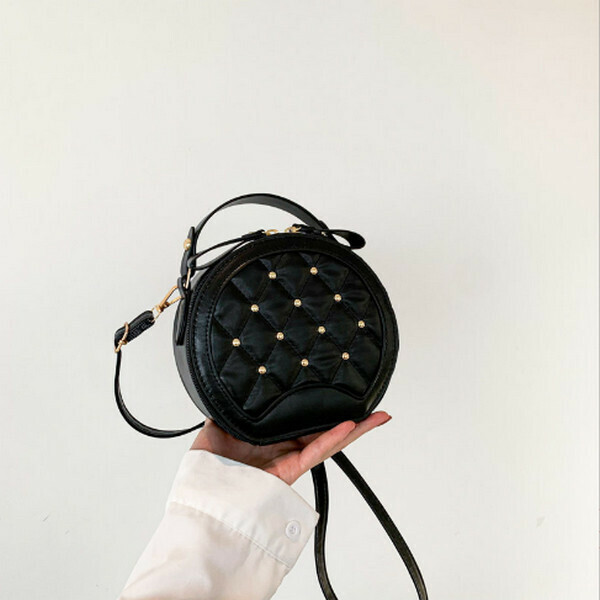 New versatile crossbody bag small round bag handbag [black]