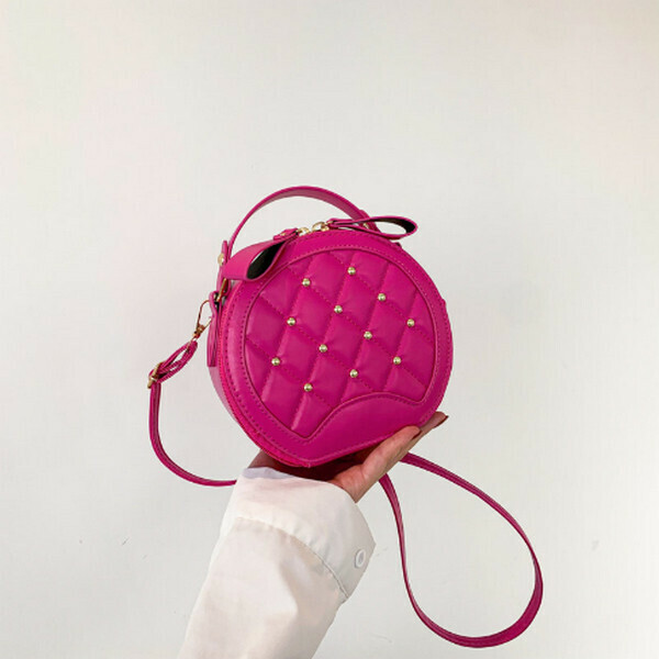 New Versatile Crossbody Bag Small Round Bag Handbag [Rose Red]