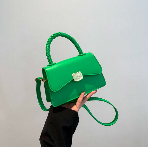 New solid color handbag shoulder crossbody bag [green]