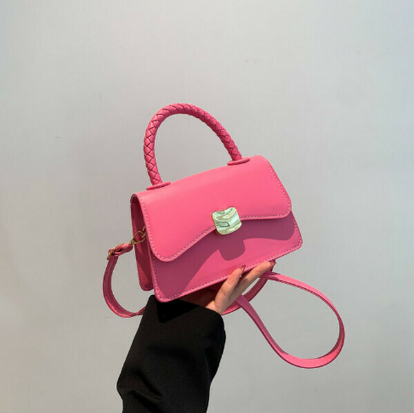 New solid color handbag shoulder crossbody bag [pink]