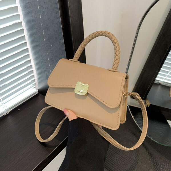 New solid color handbag shoulder crossbody bag [khaki]