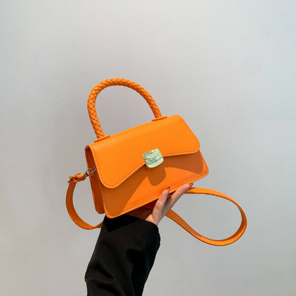 New solid color handbag shoulder crossbody bag [orange]