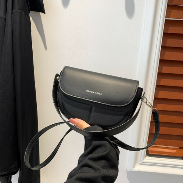 New solid color armpit bag crossbody bag saddle bag [black]
