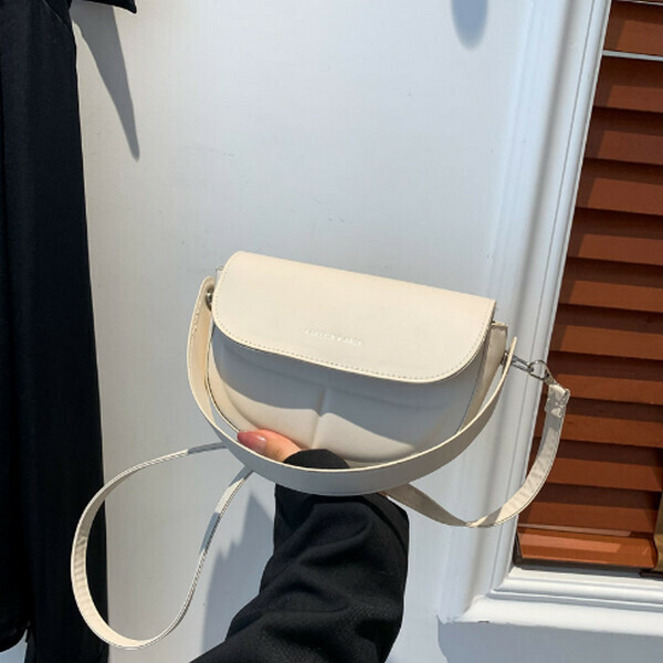 New solid color armpit bag crossbody bag saddle bag [off-white]