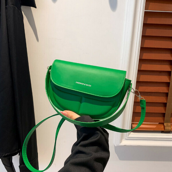 New solid color armpit bag crossbody bag saddle bag [green]