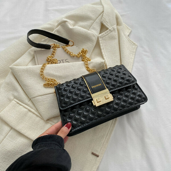 New diamond chain shoulder crossbody bag [black]
