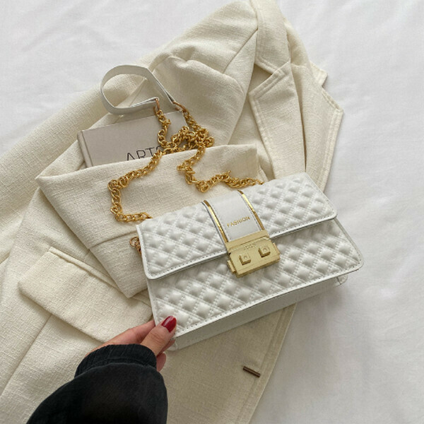 New diamond chain shoulder crossbody bag [white]