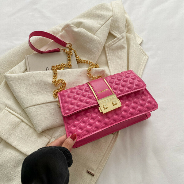 New diamond chain shoulder crossbody bag [rose pink]