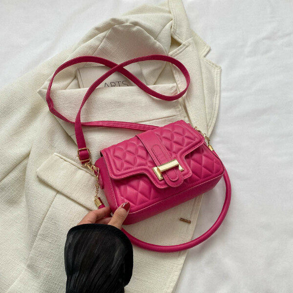 New diamond embroidery thread versatile shoulder crossbody bag small square bag [rose red]