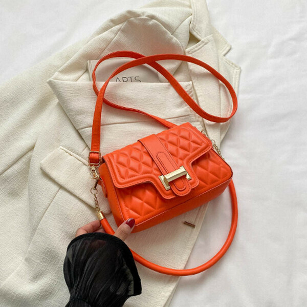 New diamond embroidery thread versatile shoulder crossbody bag small square bag [orange]