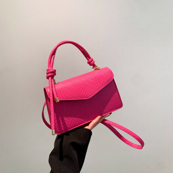 New Versatile Shoulder Bag Textured Crossbody Bag [Rose Red]