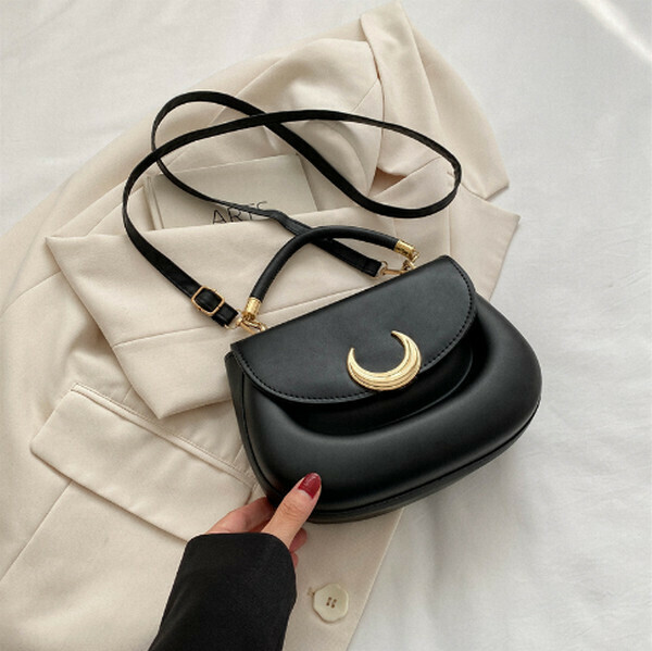 New Solid Color Handbag Versatile Shoulder Crossbody Bag [Black]