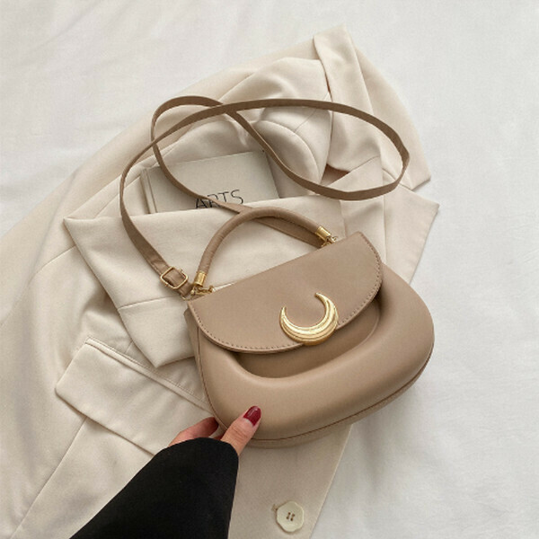 New solid color handbag, versatile shoulder crossbody bag [khaki]
