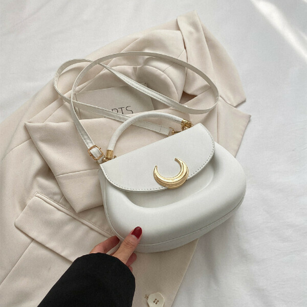 New Solid Color Handbag Versatile Shoulder Crossbody Bag [White]