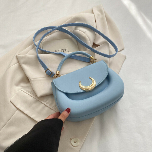 New Solid Color Handbag Versatile Shoulder Crossbody Bag [Ice Blue]