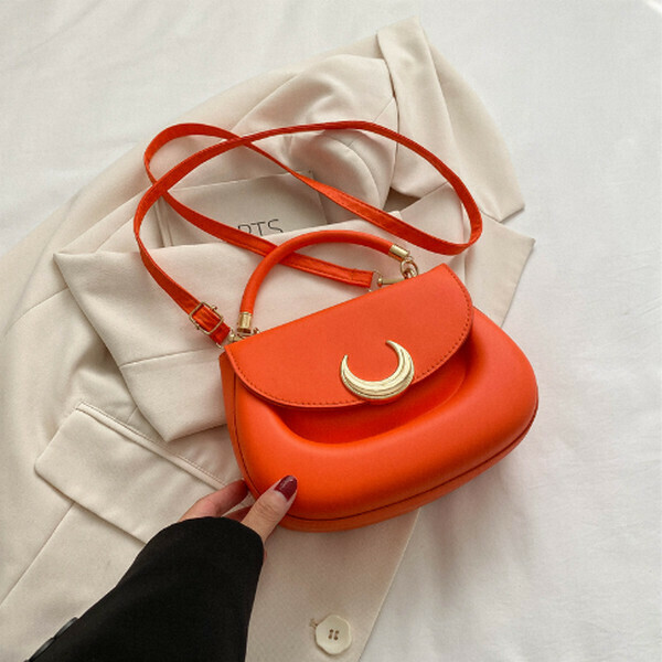 New Solid Color Handbag Versatile Shoulder Crossbody Bag [Orange]