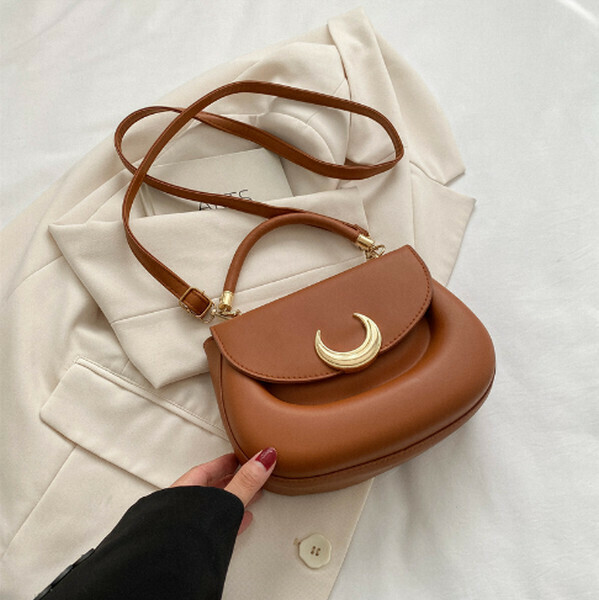 New Solid Color Handbag Versatile Shoulder Crossbody Bag [Brown]