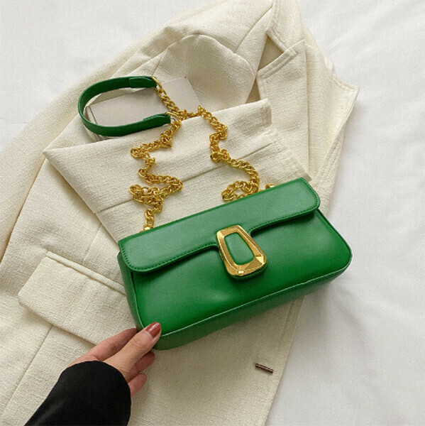 New retro chain versatile crossbody bag small square bag [green]