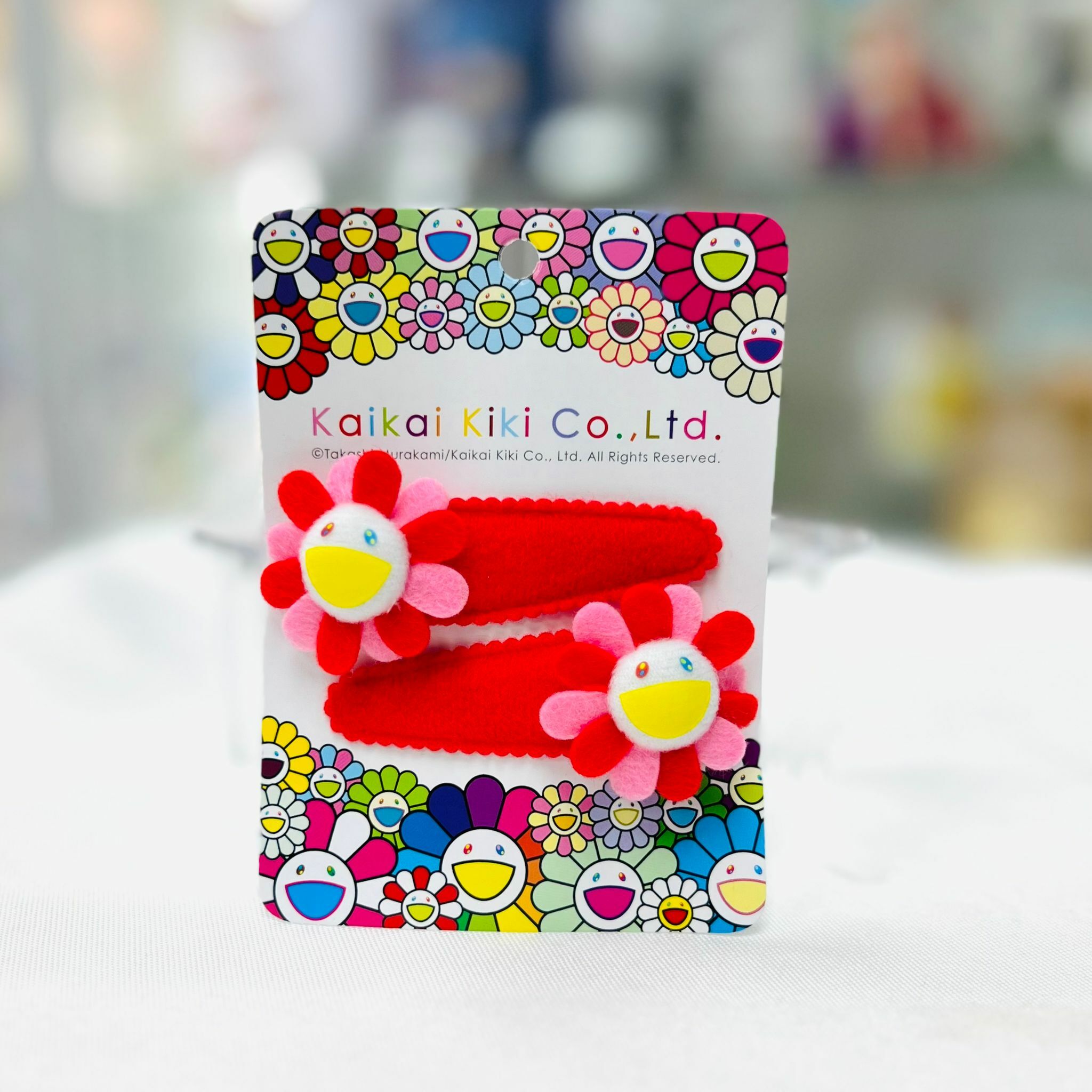 New Murakami Flower Hairpin / Hair Elastic (Red x Pink)