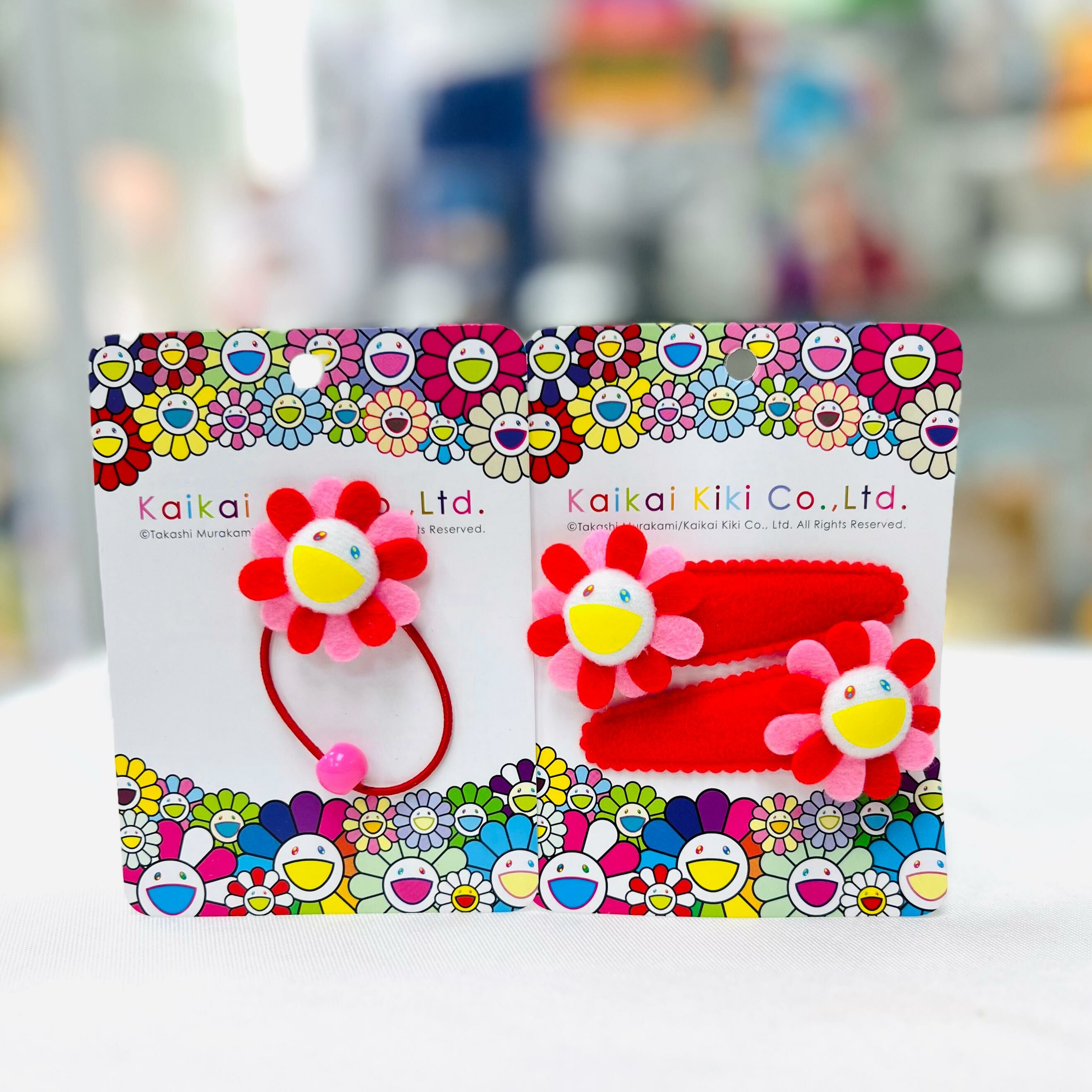 New Murakami Flower Hairpin / Hair Elastic (Red x Pink)