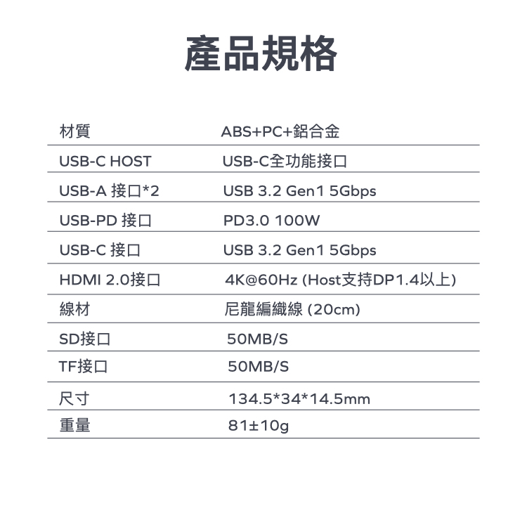ONELINK 7合1 USB-C多功能傳輸充電轉接器