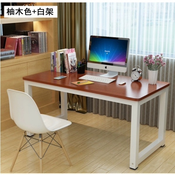 Hot recommendation computer desk simple desk home bedroom study table student desk simple office desk (teak color + white feet) 160x50x74cm