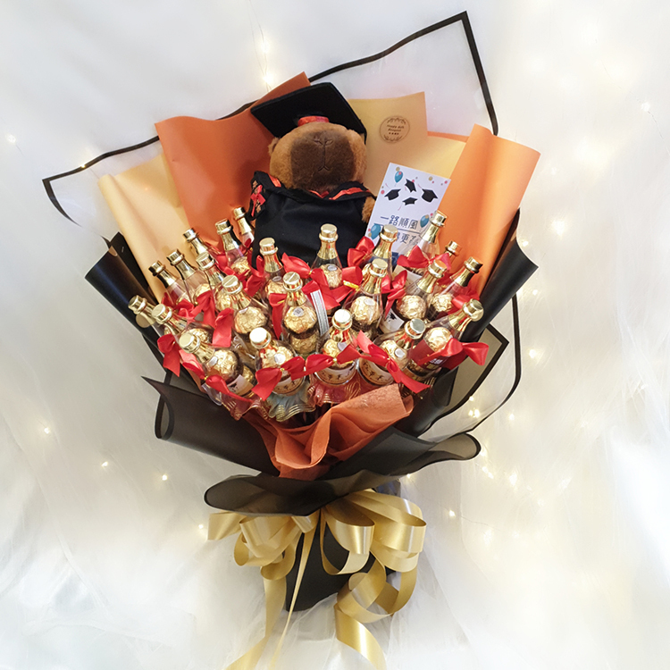 水豚卡比巴拉30支香檳酒瓶花束