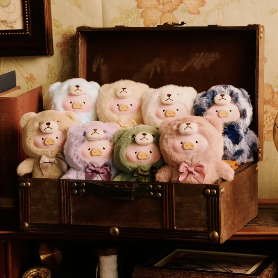 罐頭豬LULU 復古 泰迪玩具店搪膠絨毛掛件 泰迪裝 鑰匙圈 (盲盒)