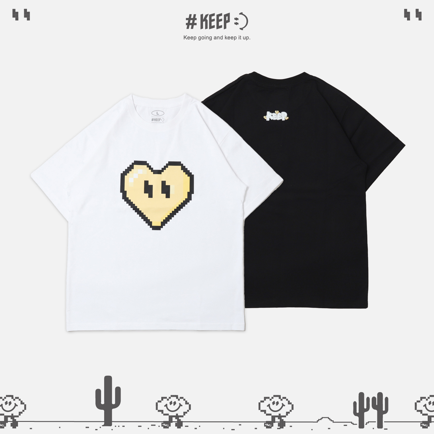 #KEEP PIXEL JUNE HEART TEE 月份限定 六月黃 像素 8-bit 寬鬆 休閒 短袖 短T【KS220】