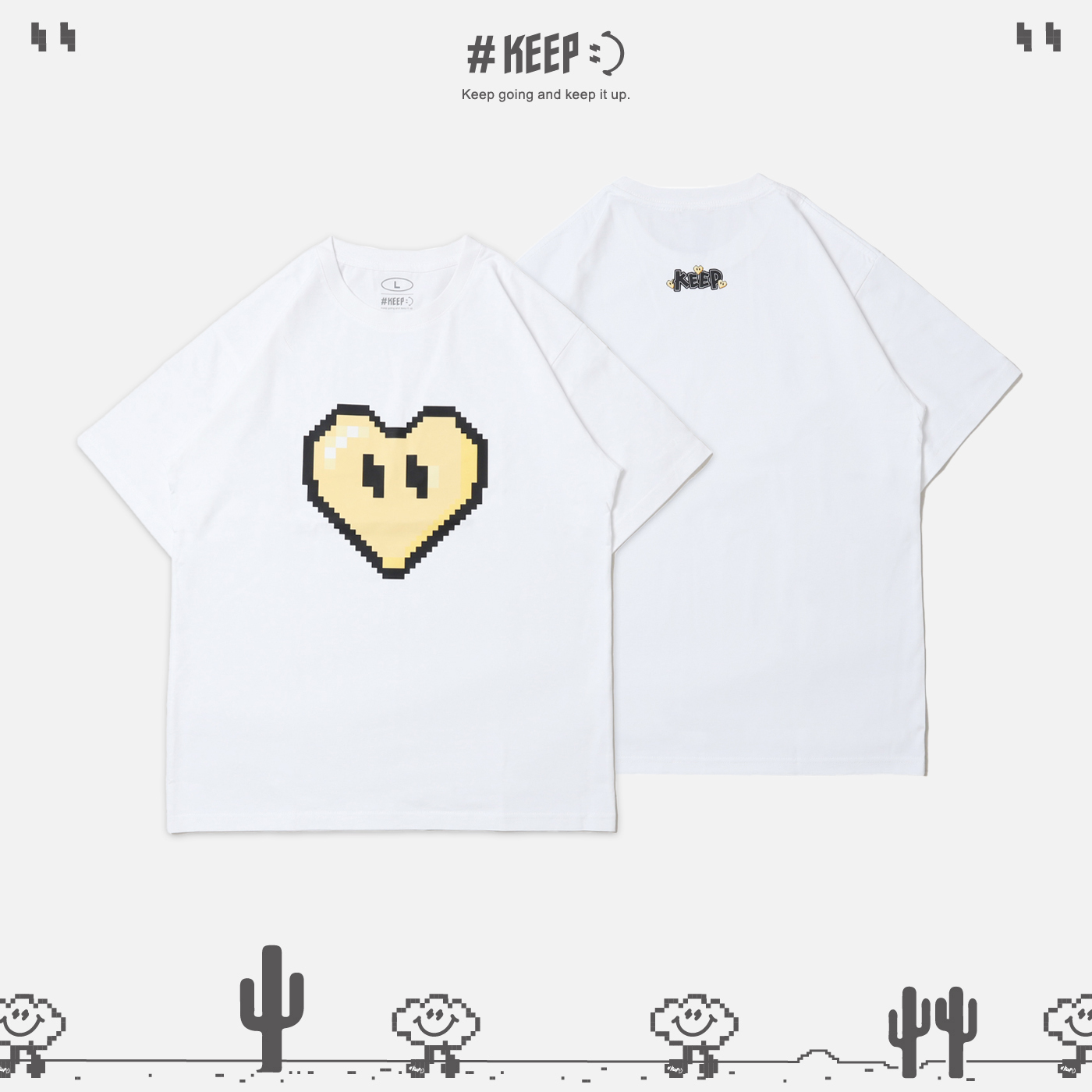 #KEEP PIXEL JUNE HEART TEE 月份限定 六月黃 像素 8-bit 寬鬆 休閒 短袖 短T【KS220】