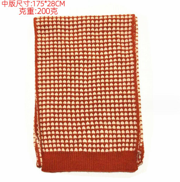 爆款加厚保暖毛線針織圍巾（心型-橙米色）（尺寸：175*28cm）