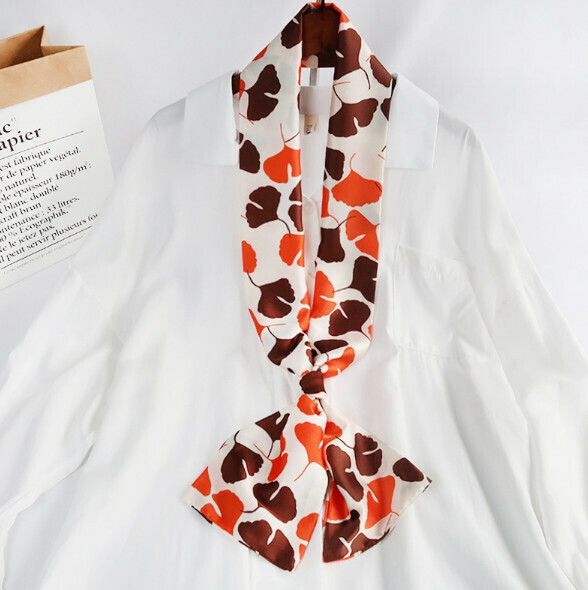 Hotly recommended imitation silk long scarf (Ginkgo leaves-orange) (size: 15*152cm)