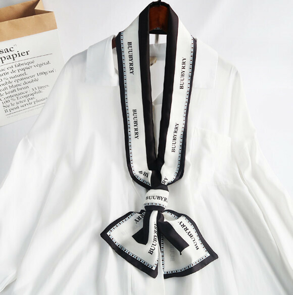 Hot Recommended Simulated Silk Long Scarf (Yuyu-Black) (Size: 15*152cm)